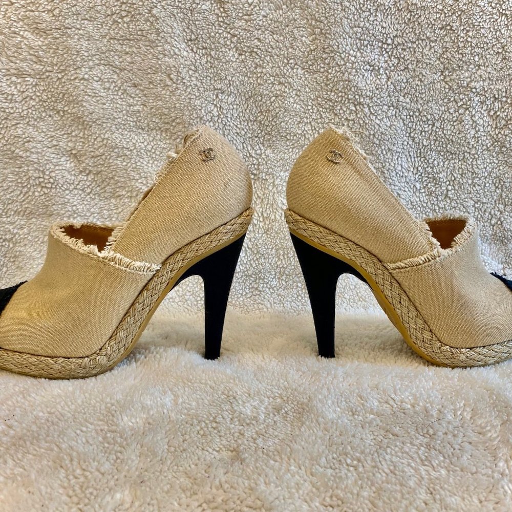 CHANEL Canvas Cap Toe Espadrille Booties (39.5) - Picture 10 of 14